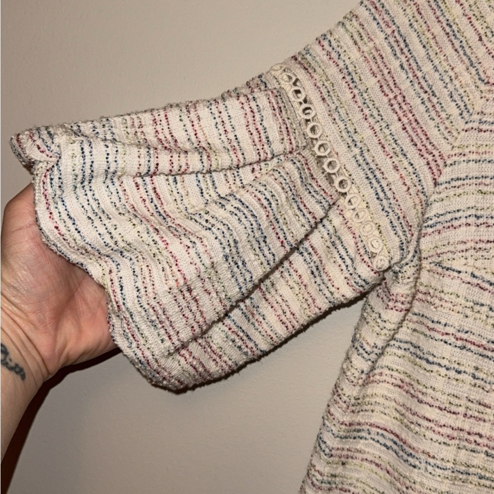 LOFT colorful bouncle Tweed Puff Sleeve Shift Dress - Picture 5 of 7